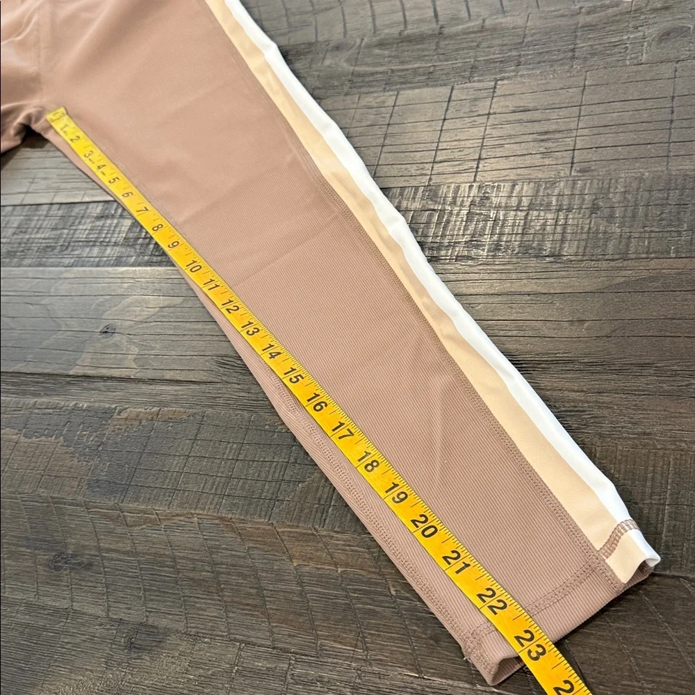 WILO The Label 2 Piece Sports Bra and Leggings Brown High Waist Stripe Ribbed S - Picture 10 of 16